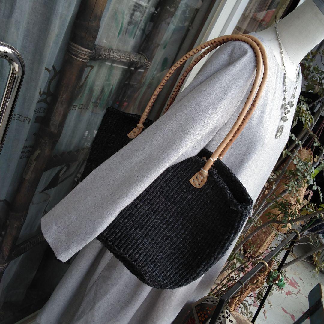 アフリカ　ケニア　新品タグ付き　サイザル麻バック　Brack　L