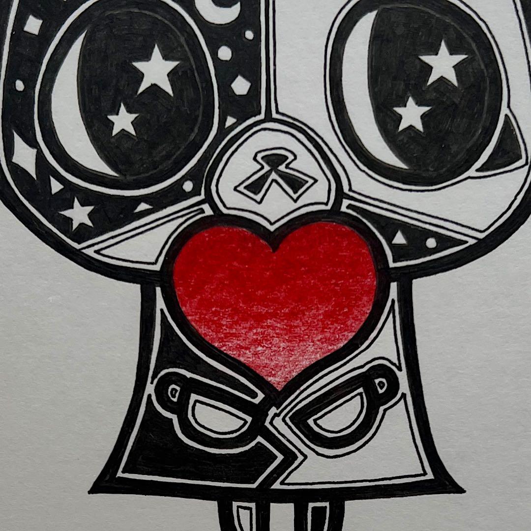 動物 原画 絵 手描き 癒し うさぎ 猫 一点物 額縁付き 『手のひらの宇宙』