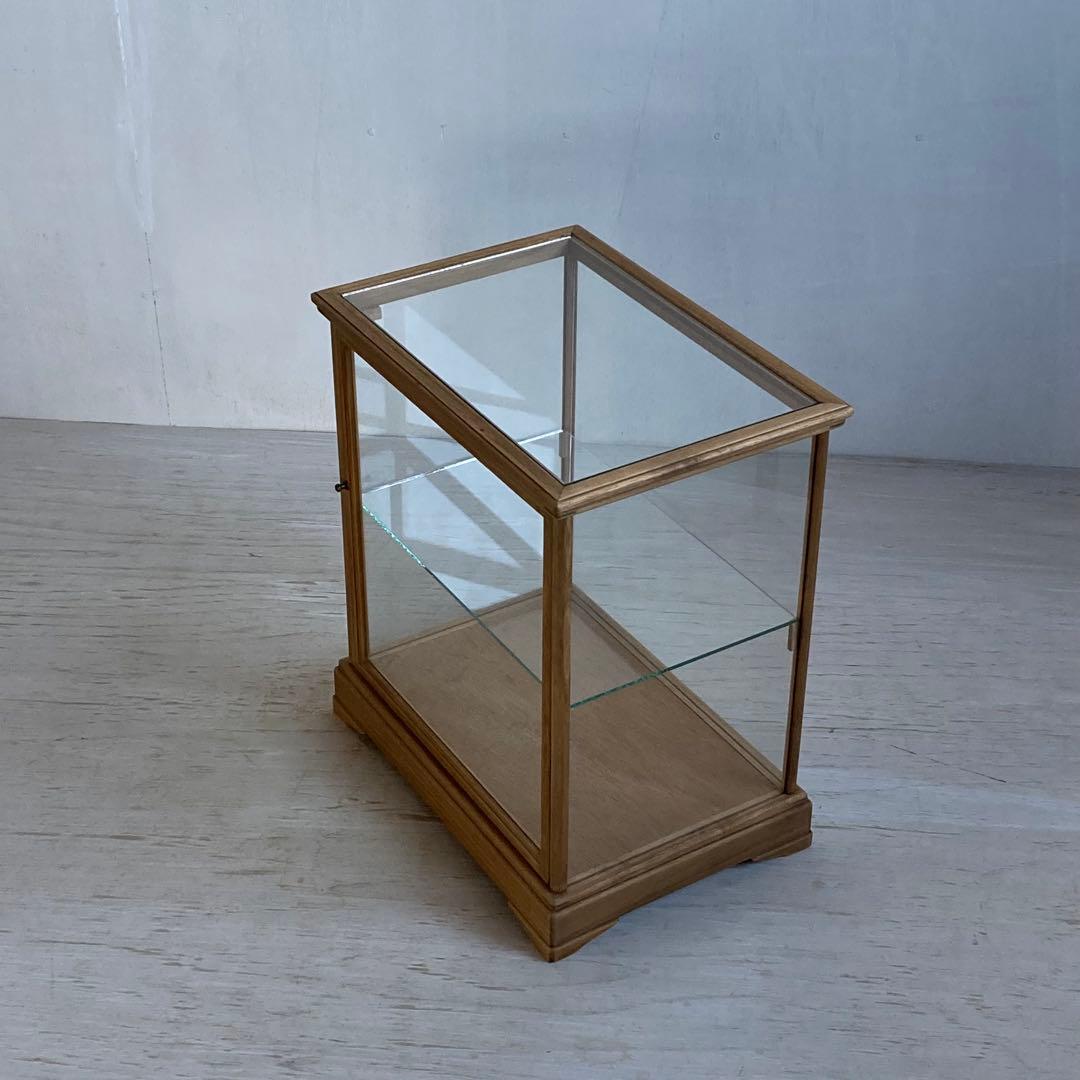 古い木製 ガラスケース 2段 ショーケース 展示ケース パンケース 店舗什器