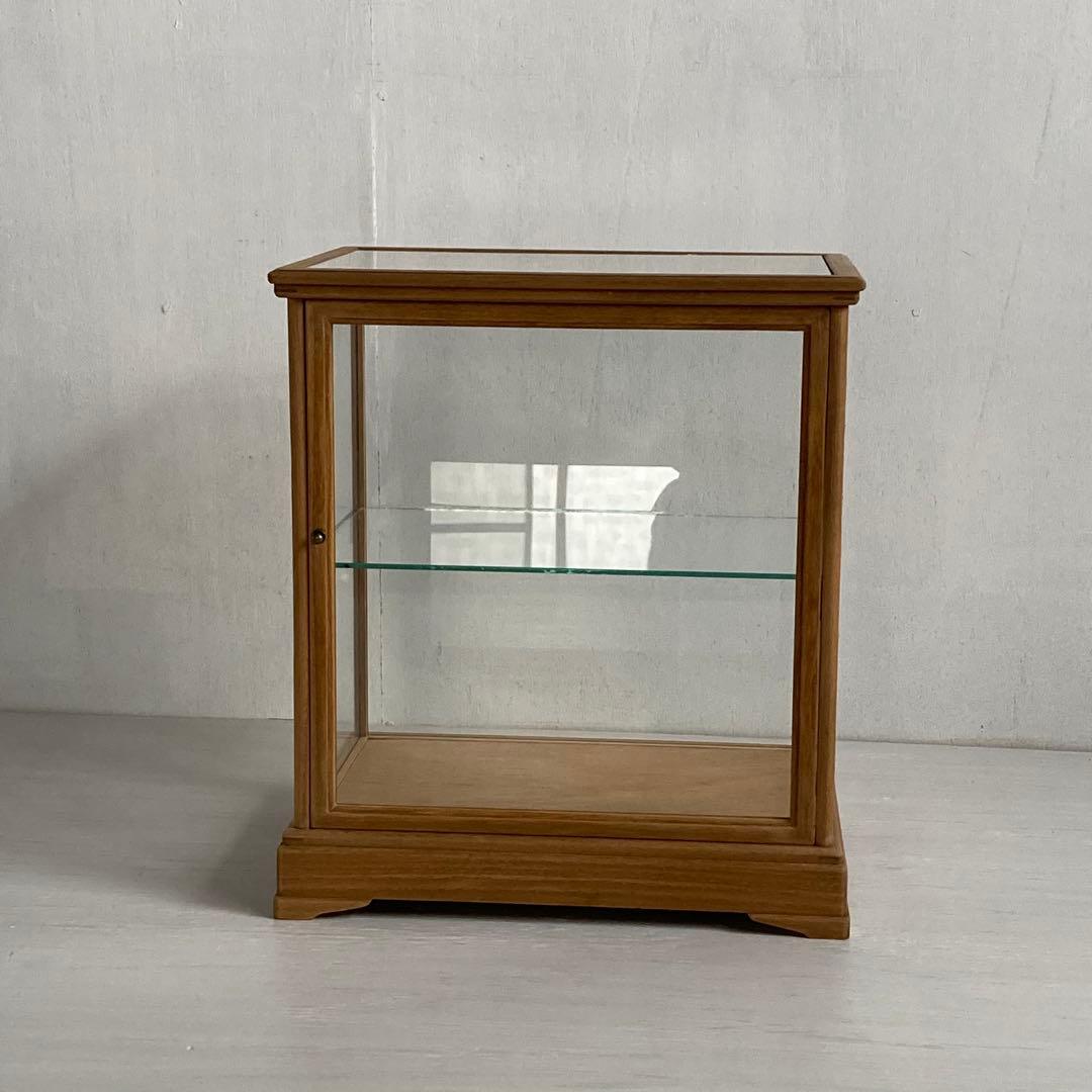 古い木製 ガラスケース 2段 ショーケース 展示ケース パンケース 店舗什器