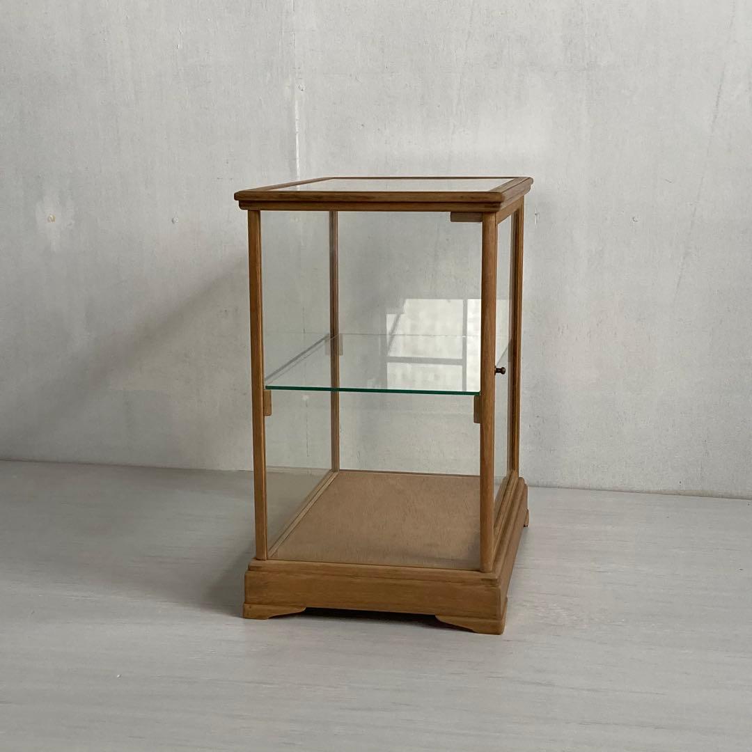 古い木製 ガラスケース 2段 ショーケース 展示ケース パンケース 店舗什器