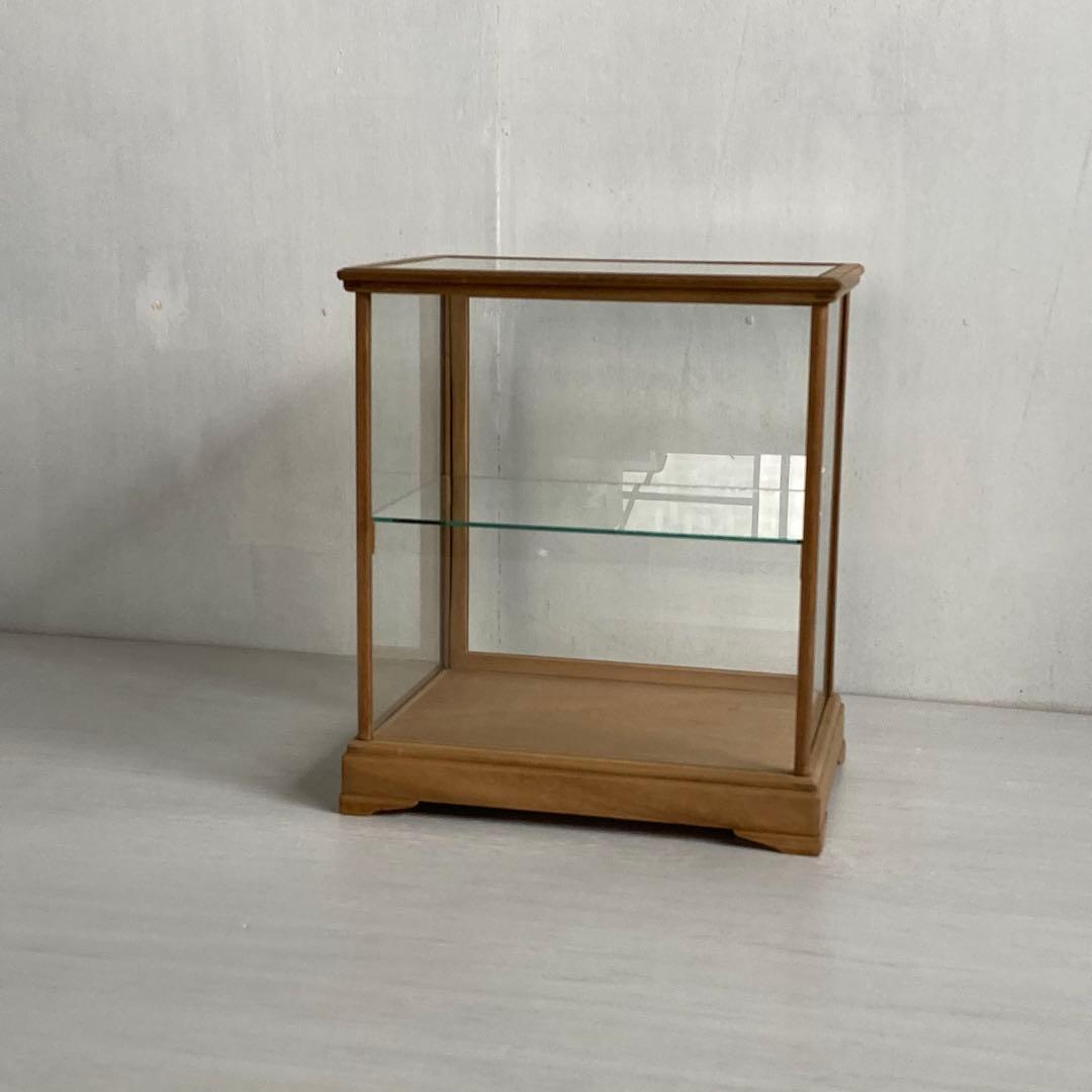 古い木製 ガラスケース 2段 ショーケース 展示ケース パンケース 店舗什器