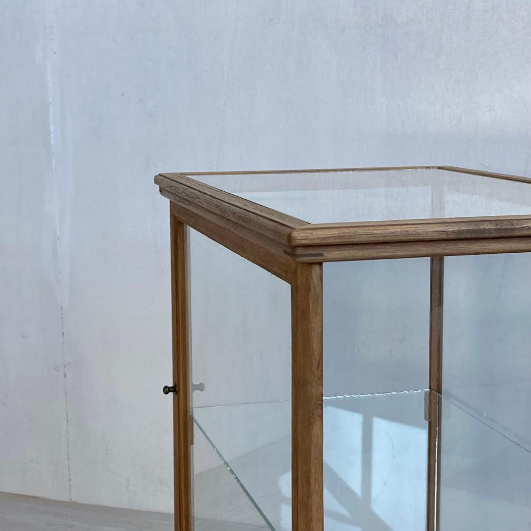 古い木製 ガラスケース 2段 ショーケース 展示ケース パンケース 店舗什器