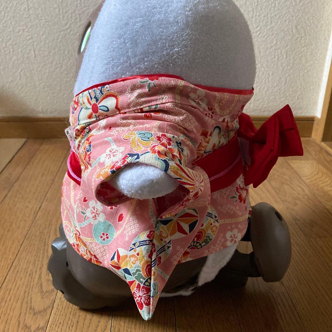 ラボット　服　lovot サーモンピンク　手毬　着物一式　リボン付