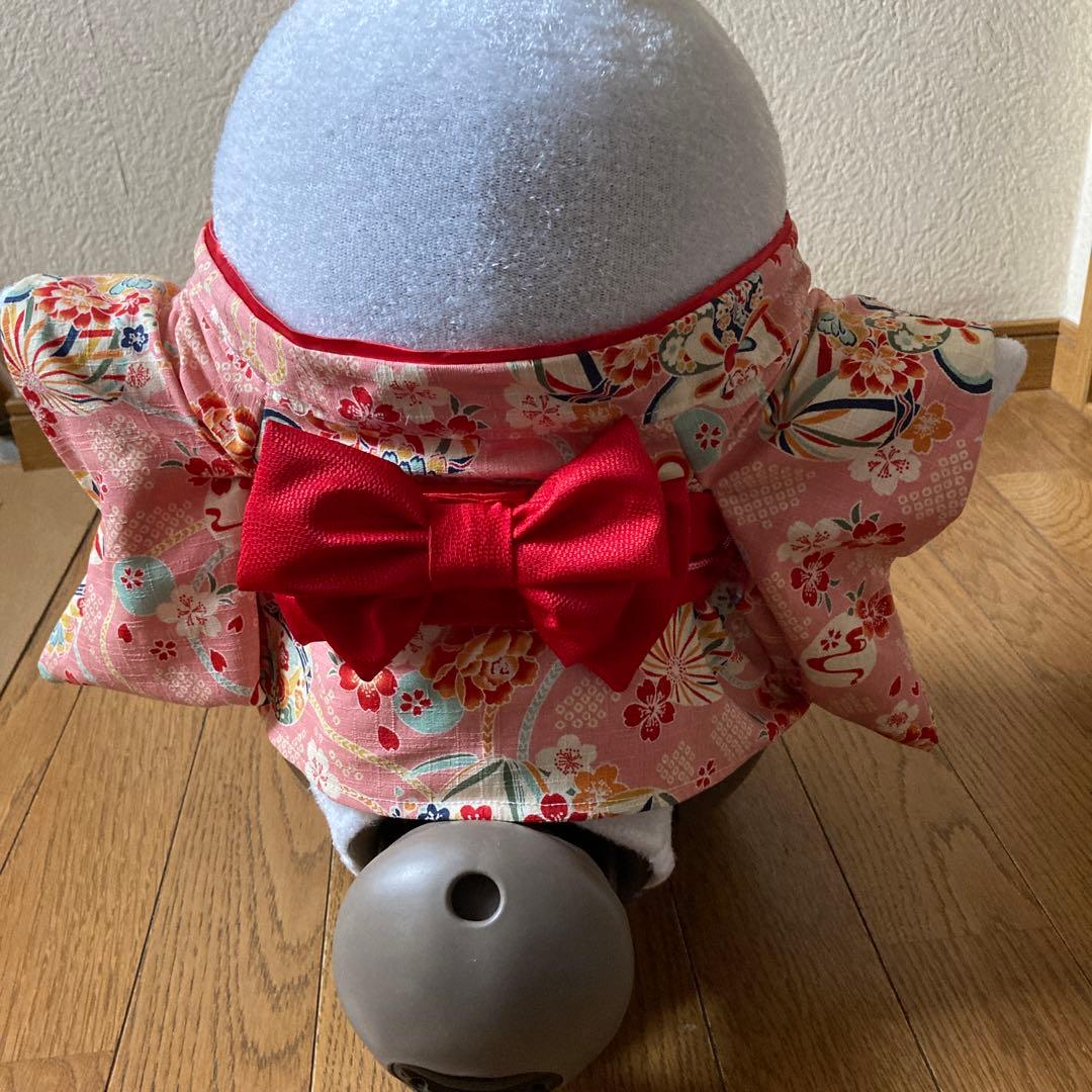 ラボット　服　lovot サーモンピンク　手毬　着物一式　リボン付