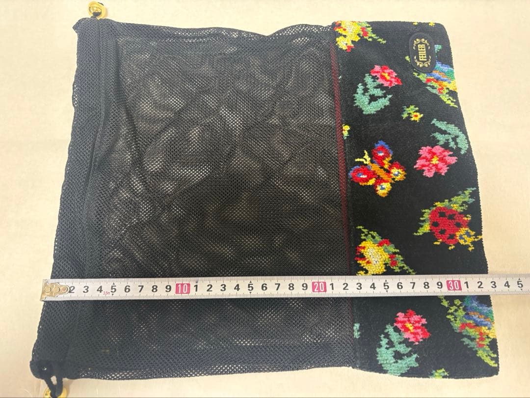 FEILER フェイラ一 黒 メッシュ 巾着袋 大サイズ