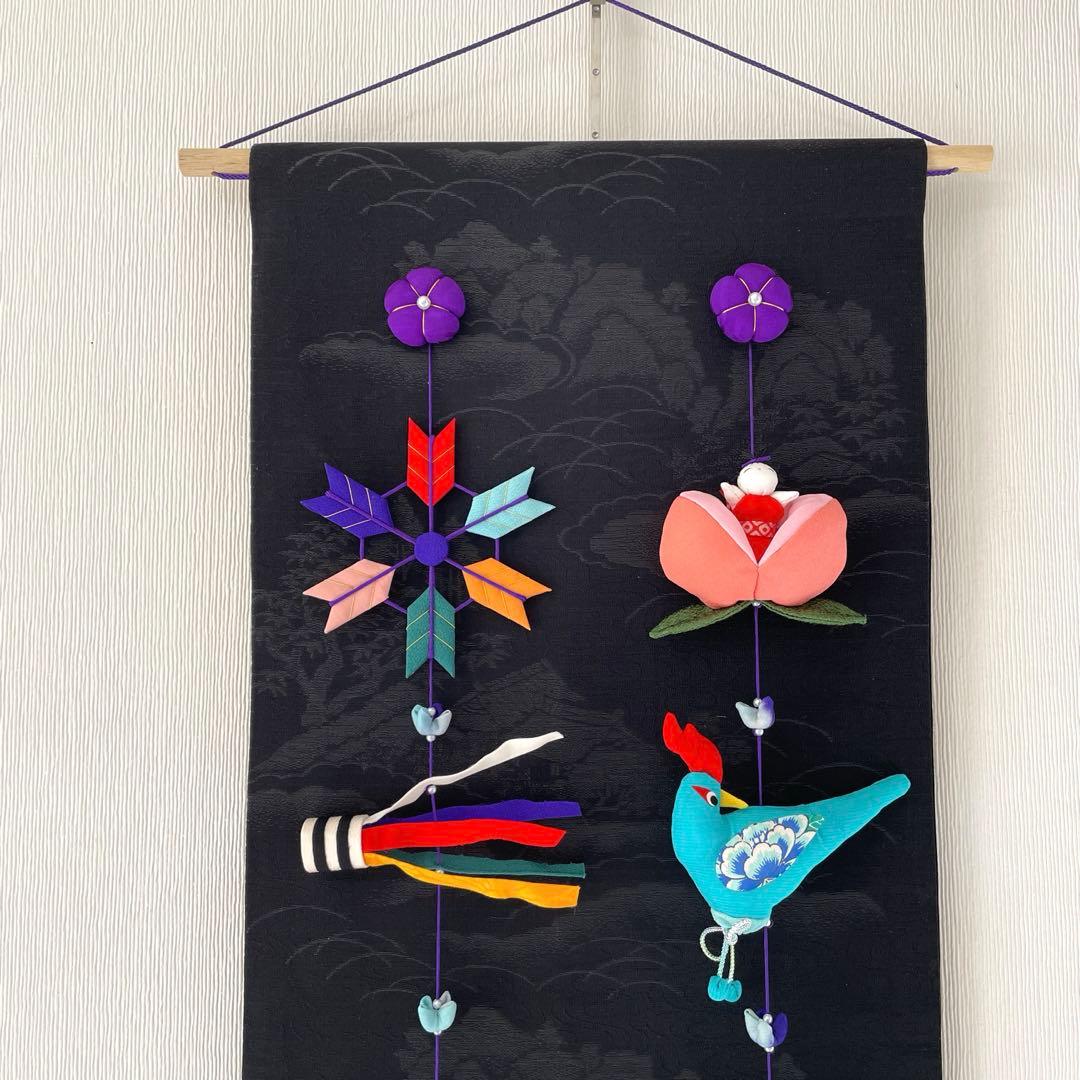 141 ちりめん細工　端午の節句タペストリー　吊るし飾り　古布