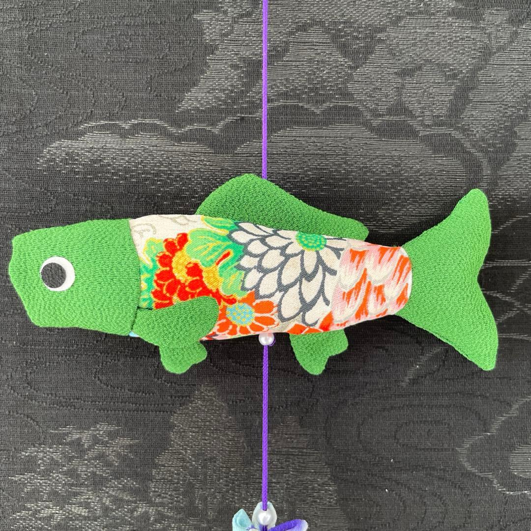 141 ちりめん細工　端午の節句タペストリー　吊るし飾り　古布