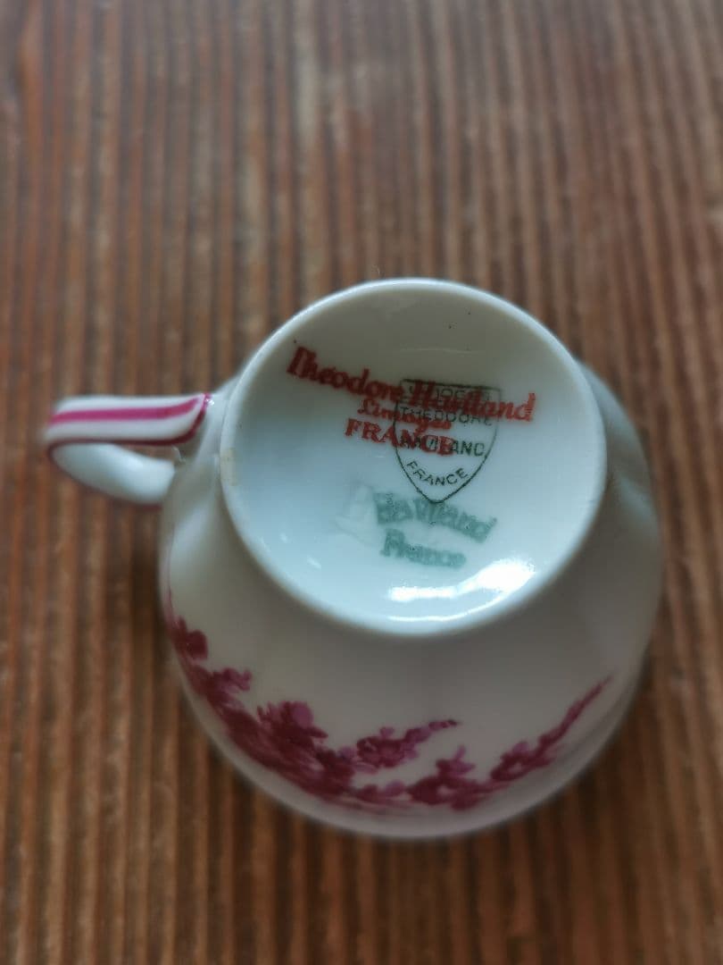 アンティーク リモージュ アビランド ハンドペイント薔薇薊ペアティーカップセット