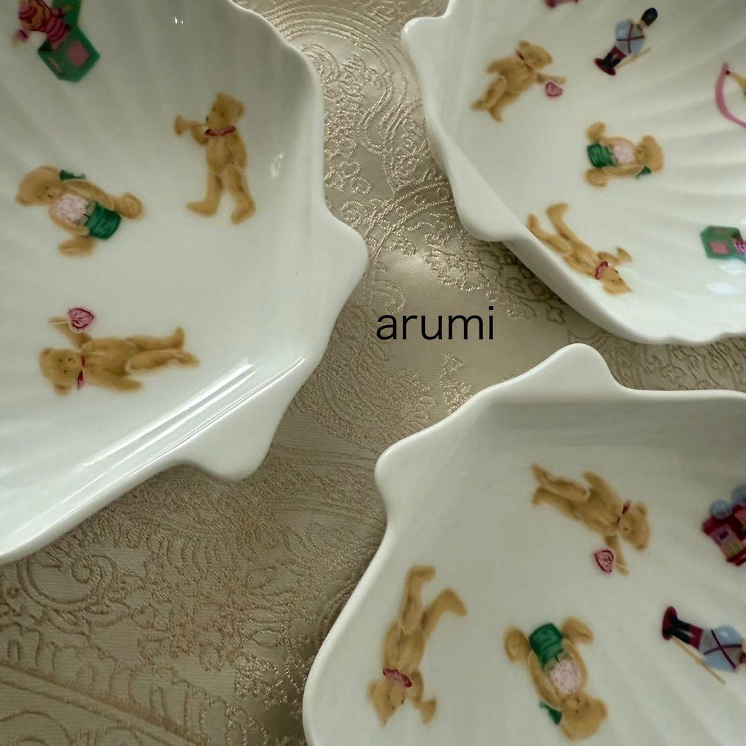 【未使用】ナルミ ホールマーク テディベア柄 プチプレート貝型（シェル）5枚組