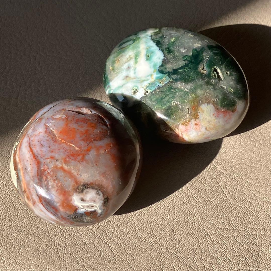 【B】キラキラグリーン✴︎オーシャンジャスパー パームストーン