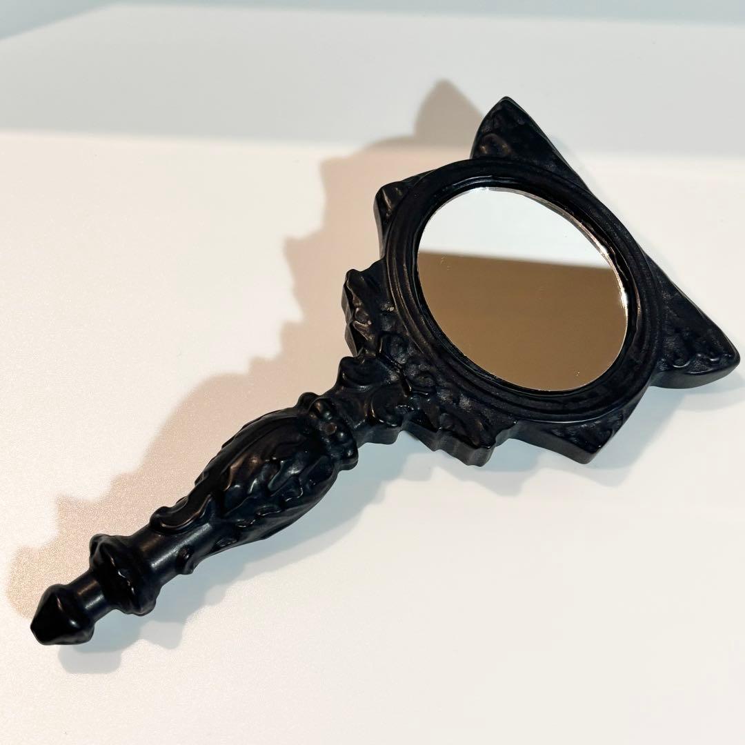 オブシディアン　猫　手鏡　ファンタジー　天然石　インテリア　パワーストーン