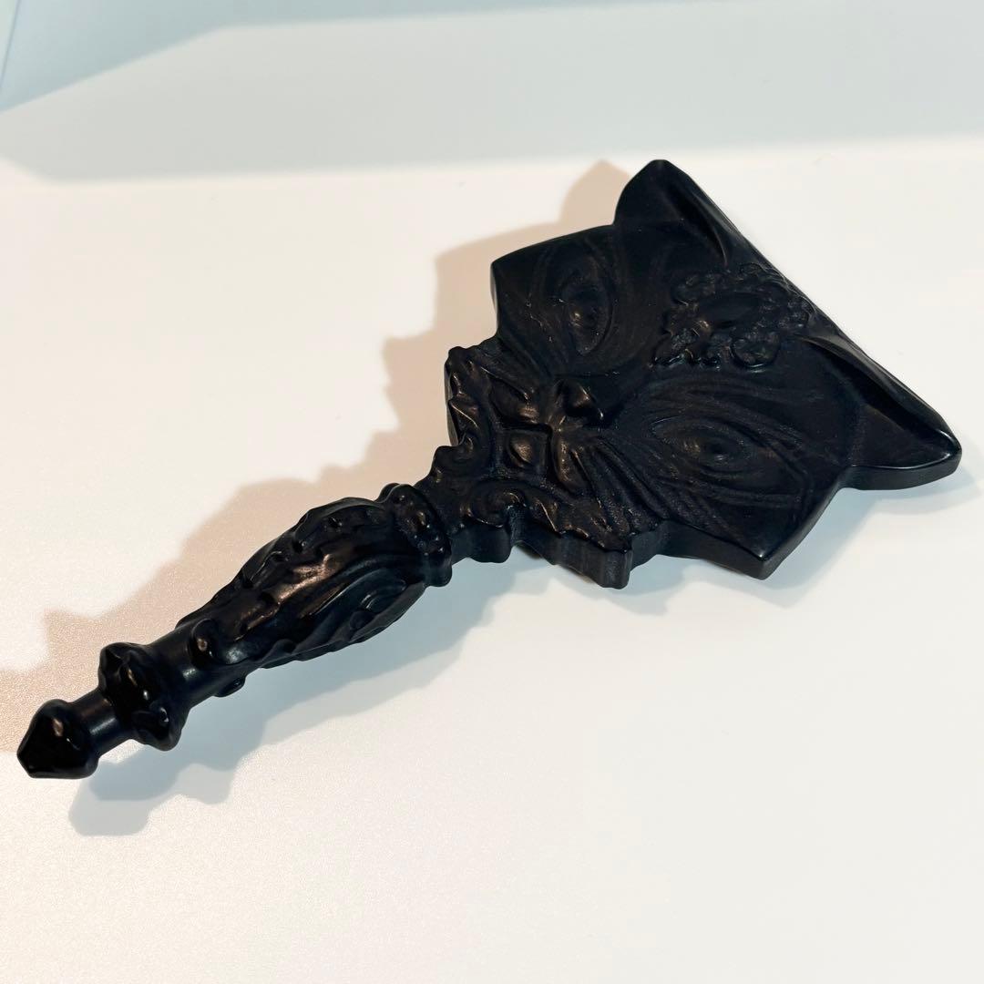 オブシディアン　猫　手鏡　ファンタジー　天然石　インテリア　パワーストーン