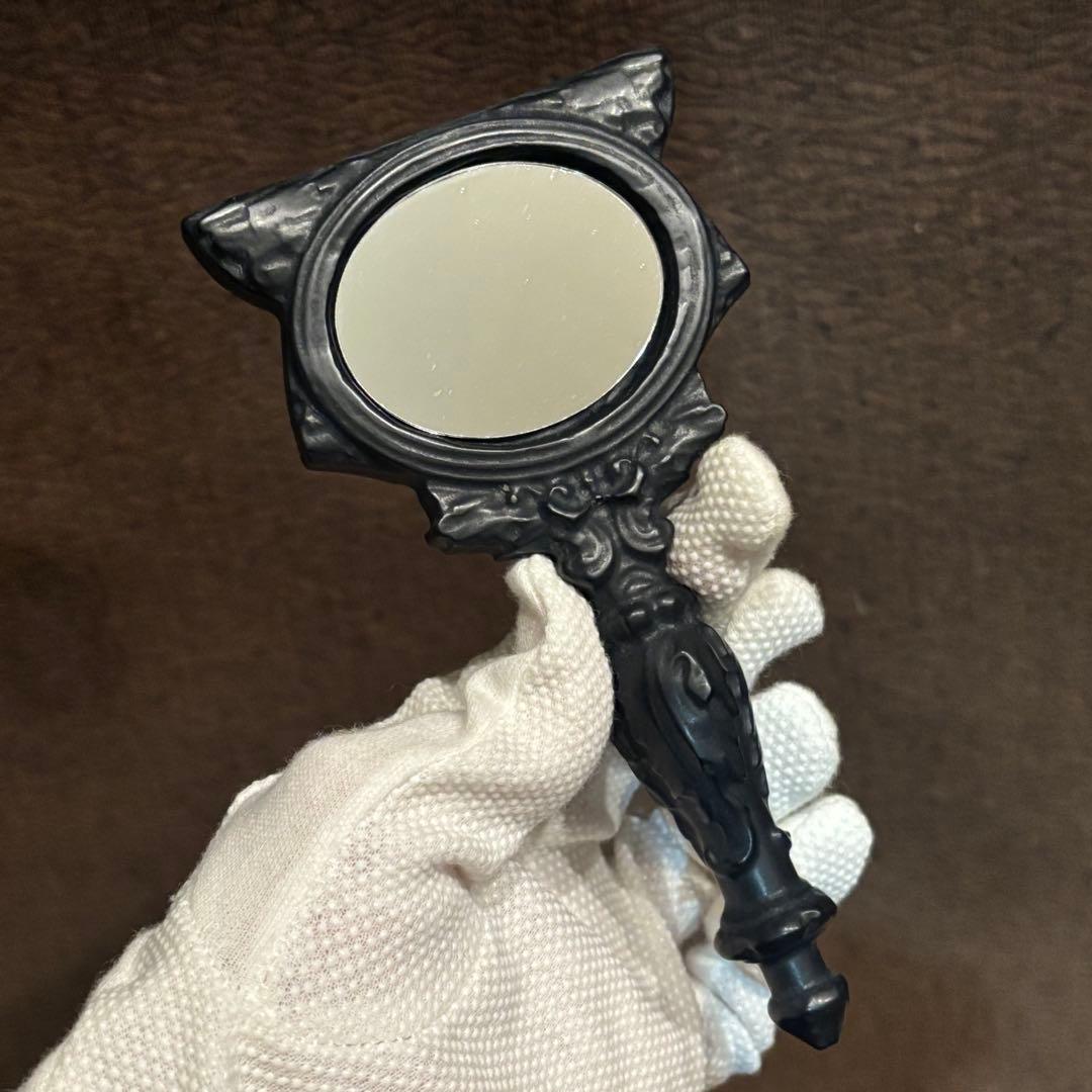 オブシディアン　猫　手鏡　ファンタジー　天然石　インテリア　パワーストーン