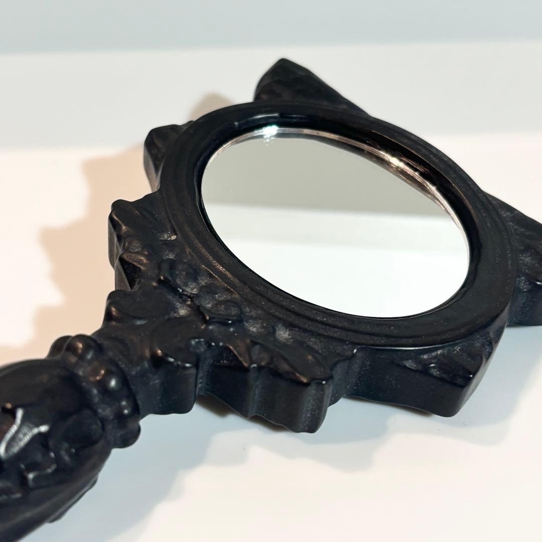 オブシディアン　猫　手鏡　ファンタジー　天然石　インテリア　パワーストーン