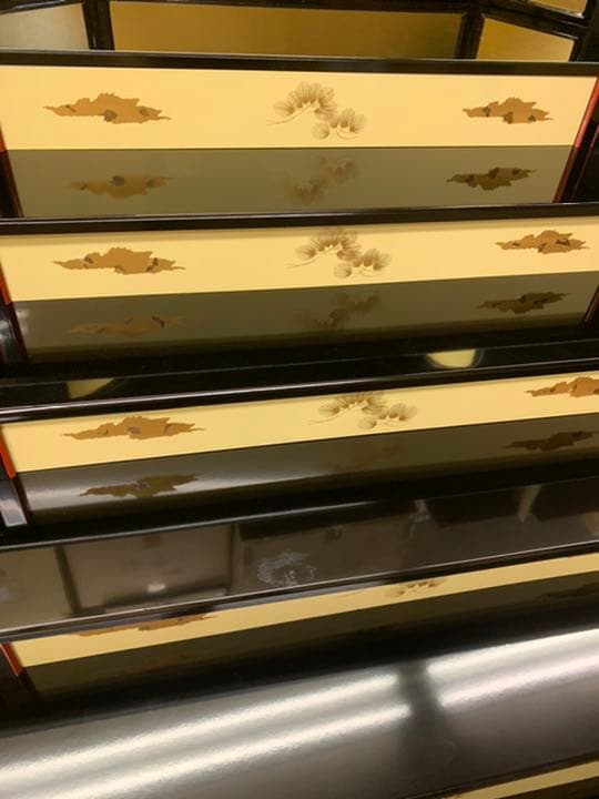 5段 焼箔 1340 雛人形　飾り台　屏風セット