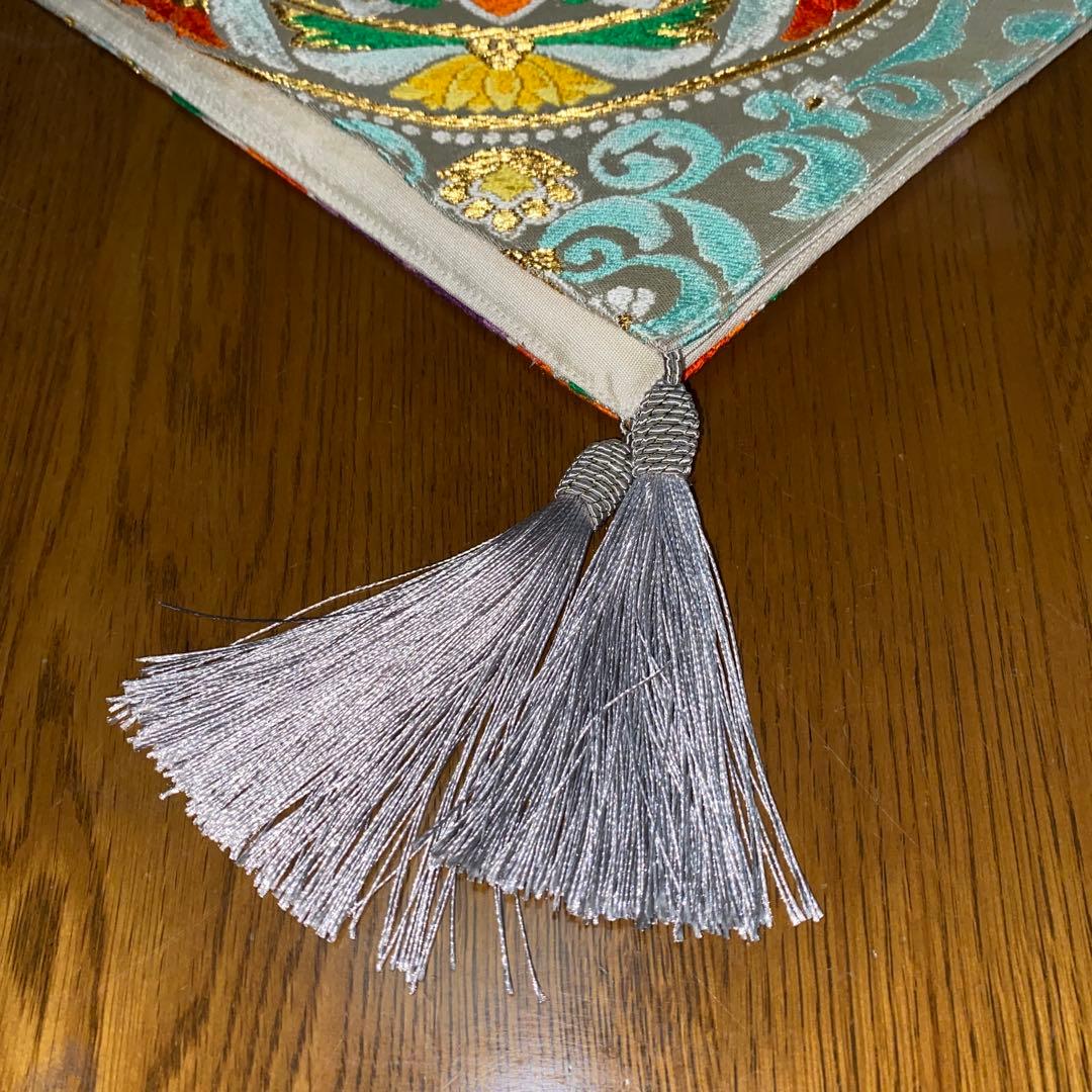 table runner 「青磁色・彩」　帯リメイク