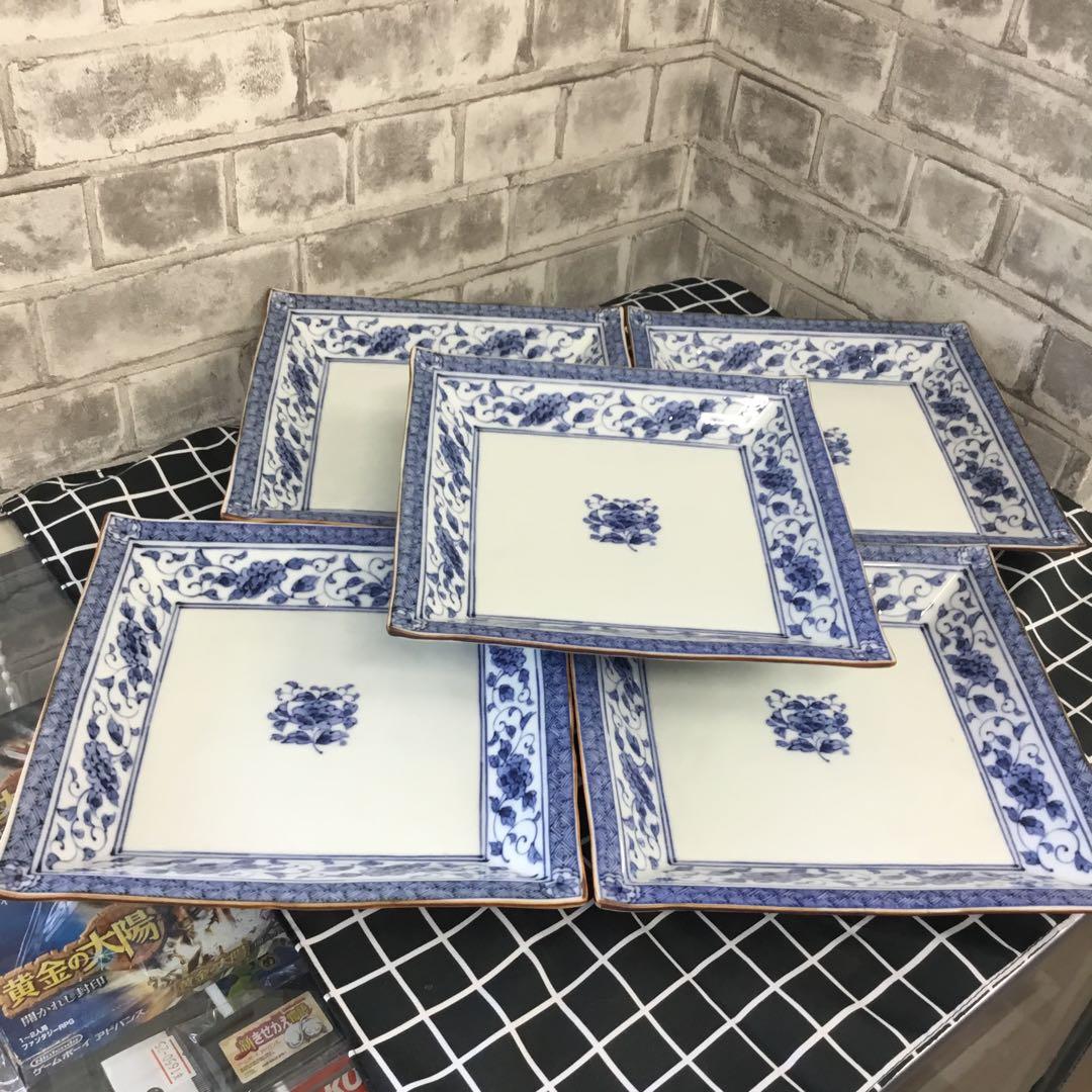 たち吉　ぼたん唐草　角和皿　タチキチ　5枚　TACHIKICHI