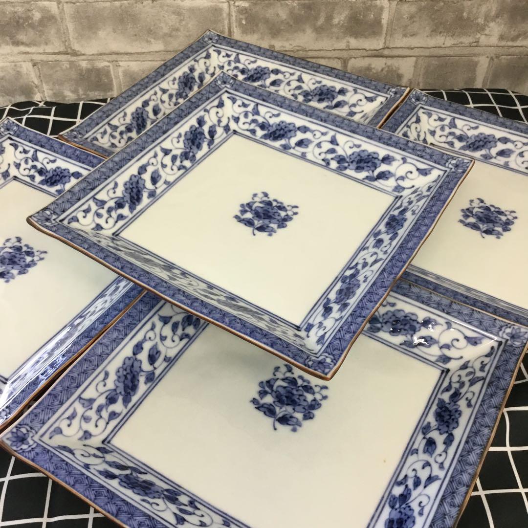 たち吉　ぼたん唐草　角和皿　タチキチ　5枚　TACHIKICHI