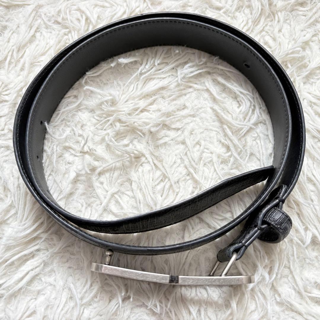 美品　BALENCIAGA BBバックル　モノグラムコーティングレザーベル黒95