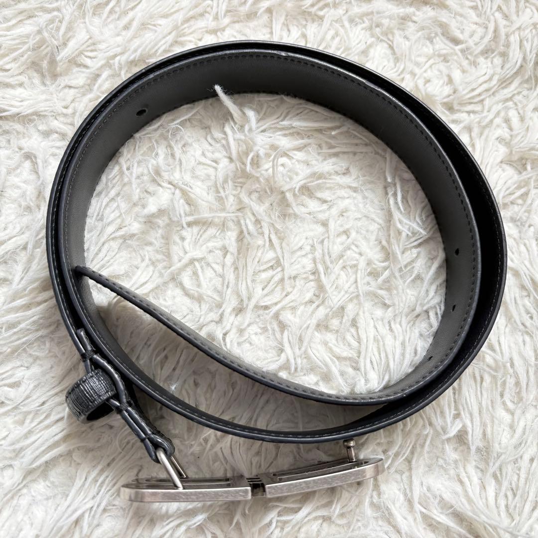 美品　BALENCIAGA BBバックル　モノグラムコーティングレザーベル黒95
