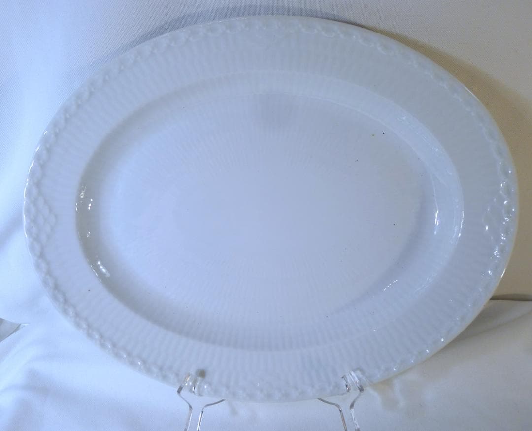 レア!大型30cm【ロイヤルコペンハーゲン】373ホワイトオーバルプレート美品