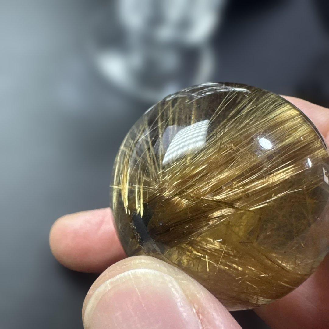 金針ゴールドルチルクォーツ スフィア 約37mm ブラジル産 ガーデン共生