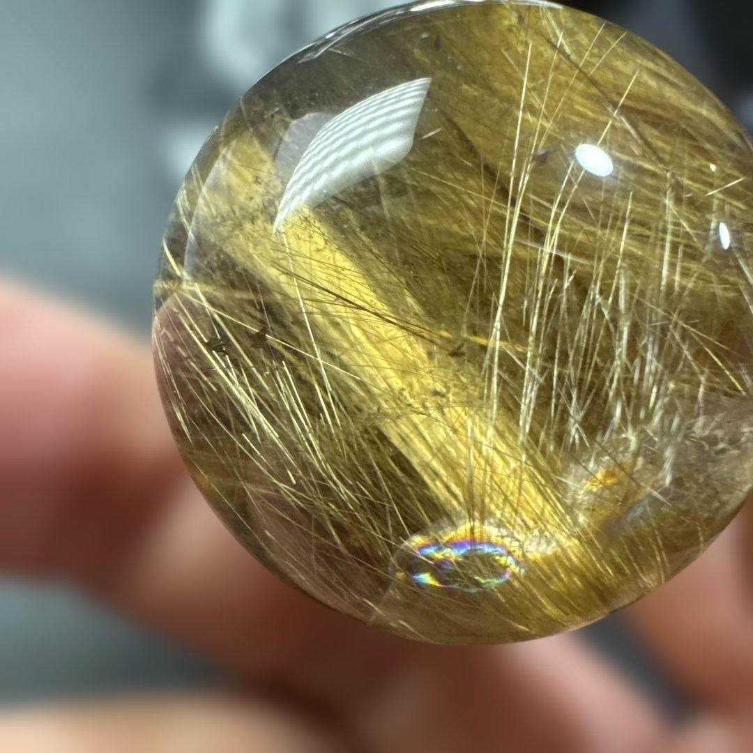 金針ゴールドルチルクォーツ スフィア 約37mm ブラジル産 ガーデン共生