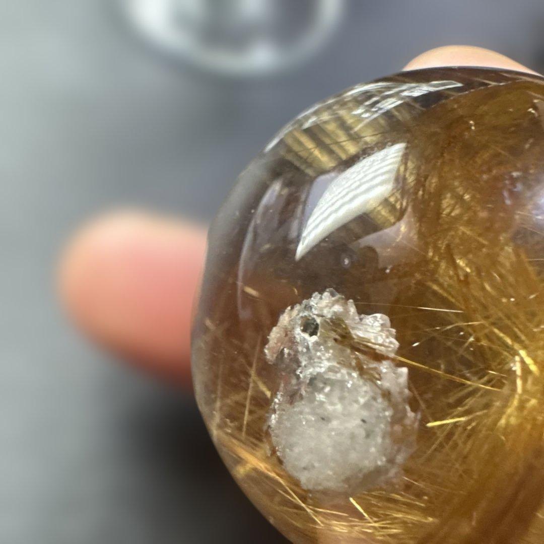 金針ゴールドルチルクォーツ スフィア 約37mm ブラジル産 ガーデン共生