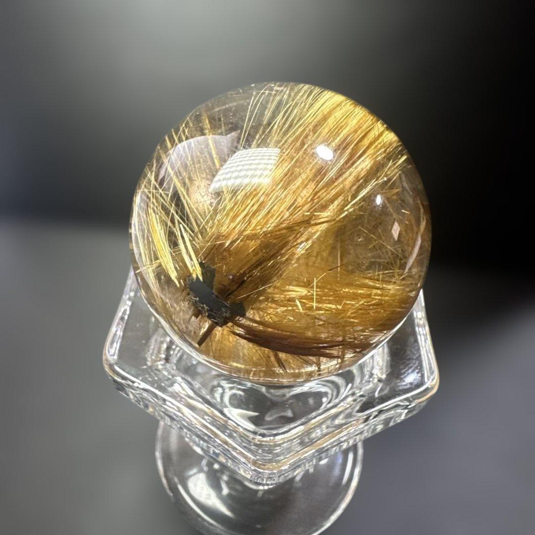 金針ゴールドルチルクォーツ スフィア 約37mm ブラジル産 ガーデン共生