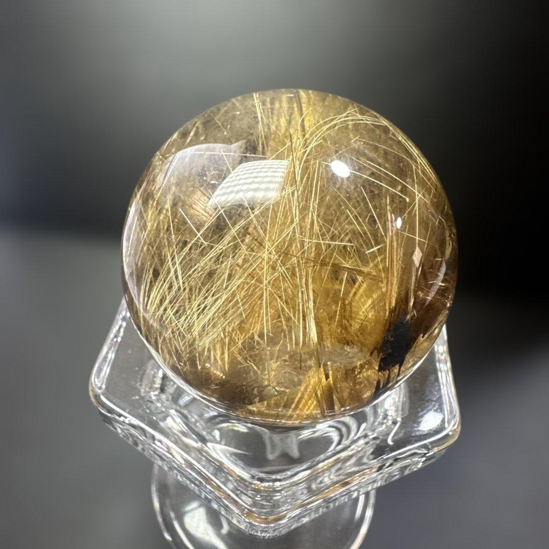 金針ゴールドルチルクォーツ スフィア 約37mm ブラジル産 ガーデン共生