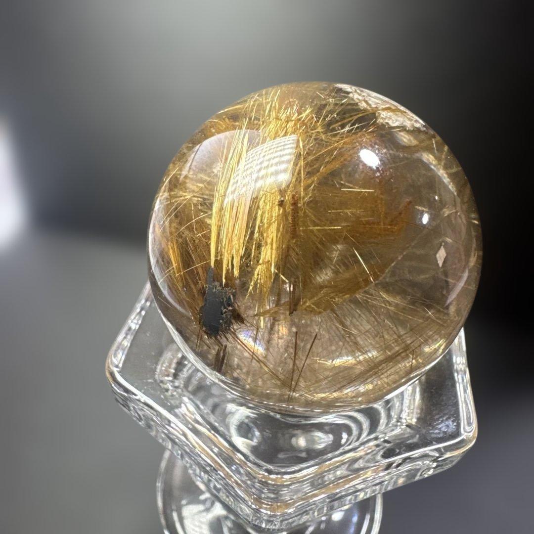金針ゴールドルチルクォーツ スフィア 約37mm ブラジル産 ガーデン共生