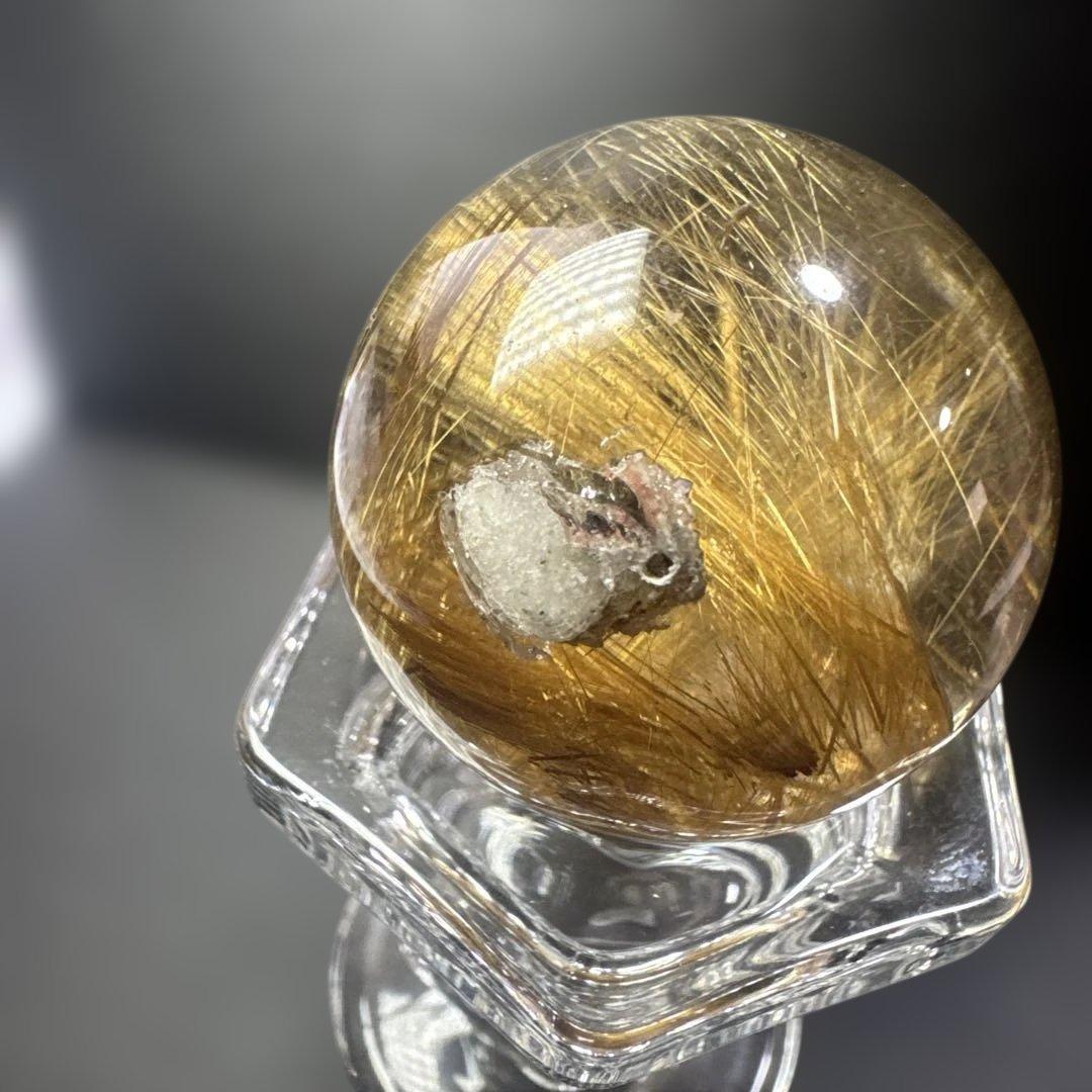 金針ゴールドルチルクォーツ スフィア 約37mm ブラジル産 ガーデン共生
