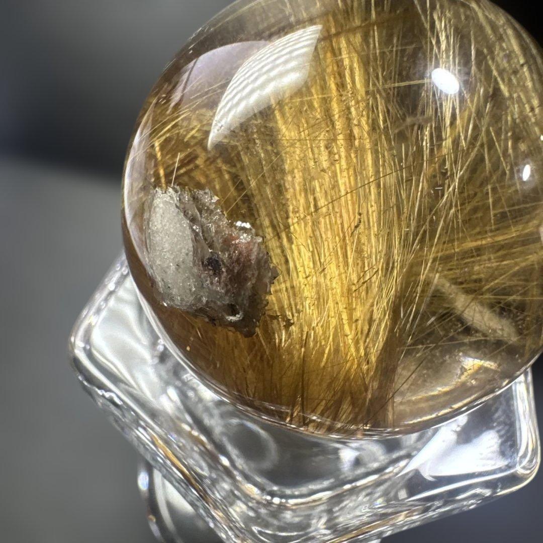 金針ゴールドルチルクォーツ スフィア 約37mm ブラジル産 ガーデン共生