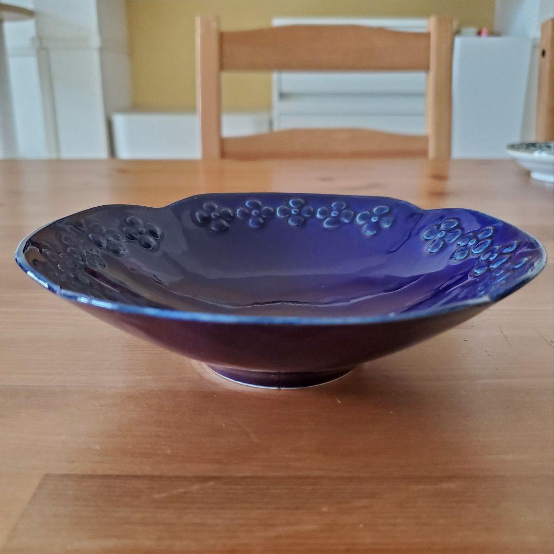 大塚温子　瑠璃　パンジー　小鉢