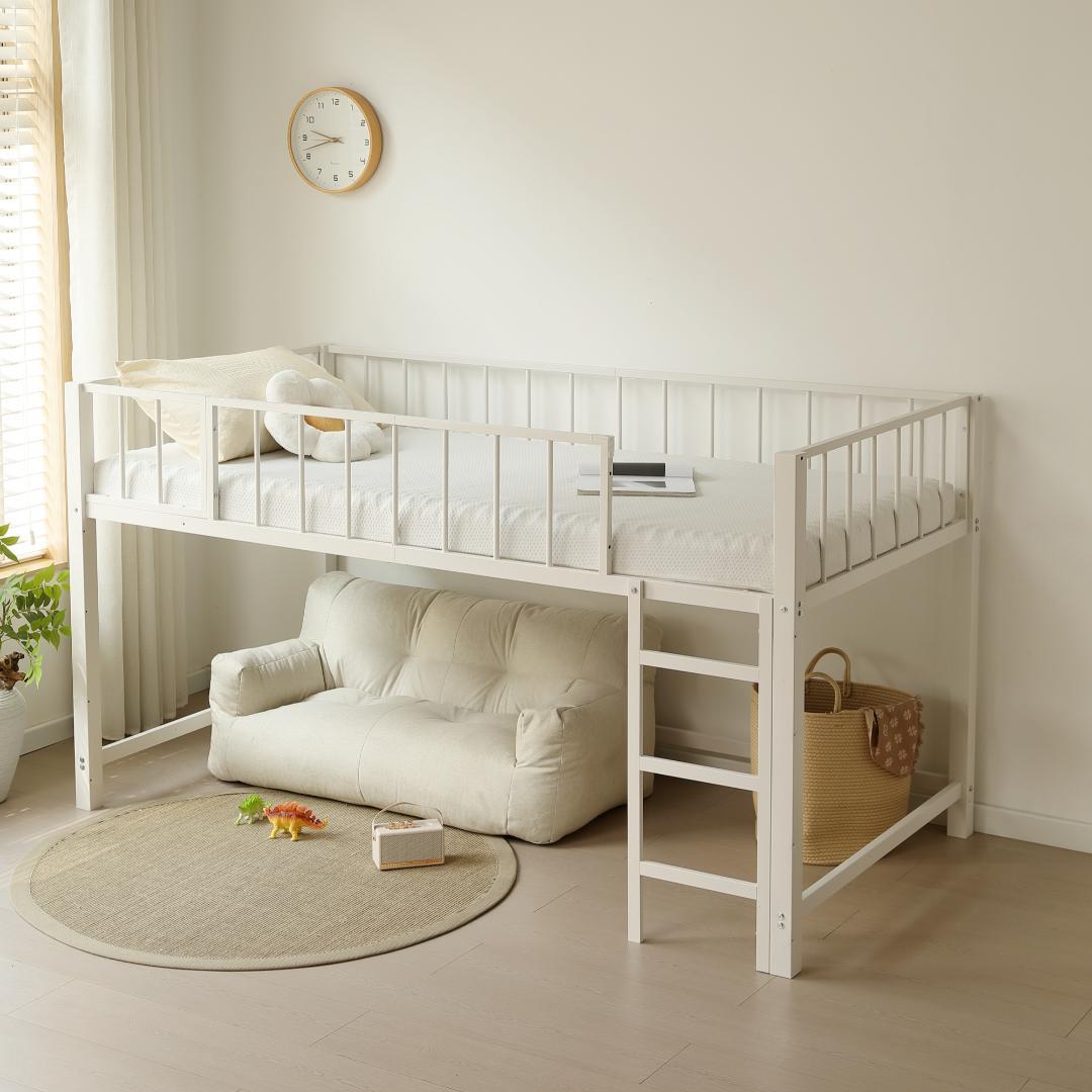 限定価格！ロフトベッド（S） 高さ110cm下収納 省スペース　WHITE