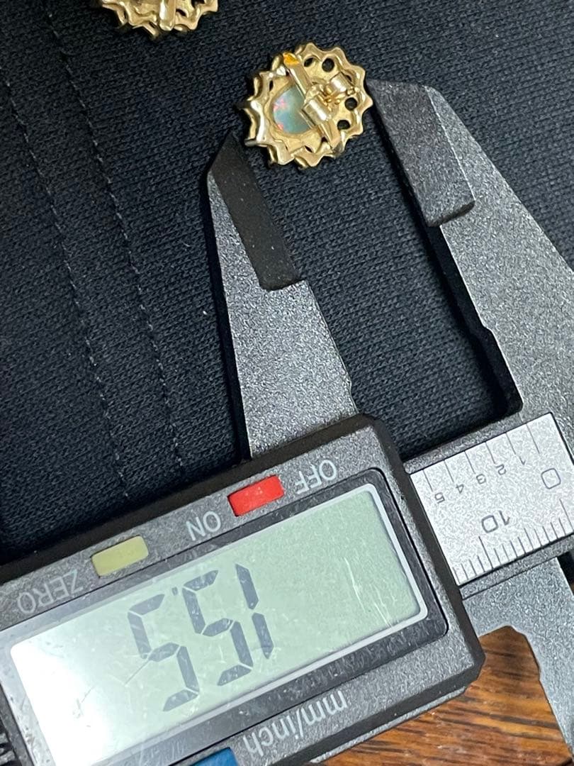 イギリス　ビンテージ　オパールピアス　サファイア　9CT 9Kゴールド　S&Co