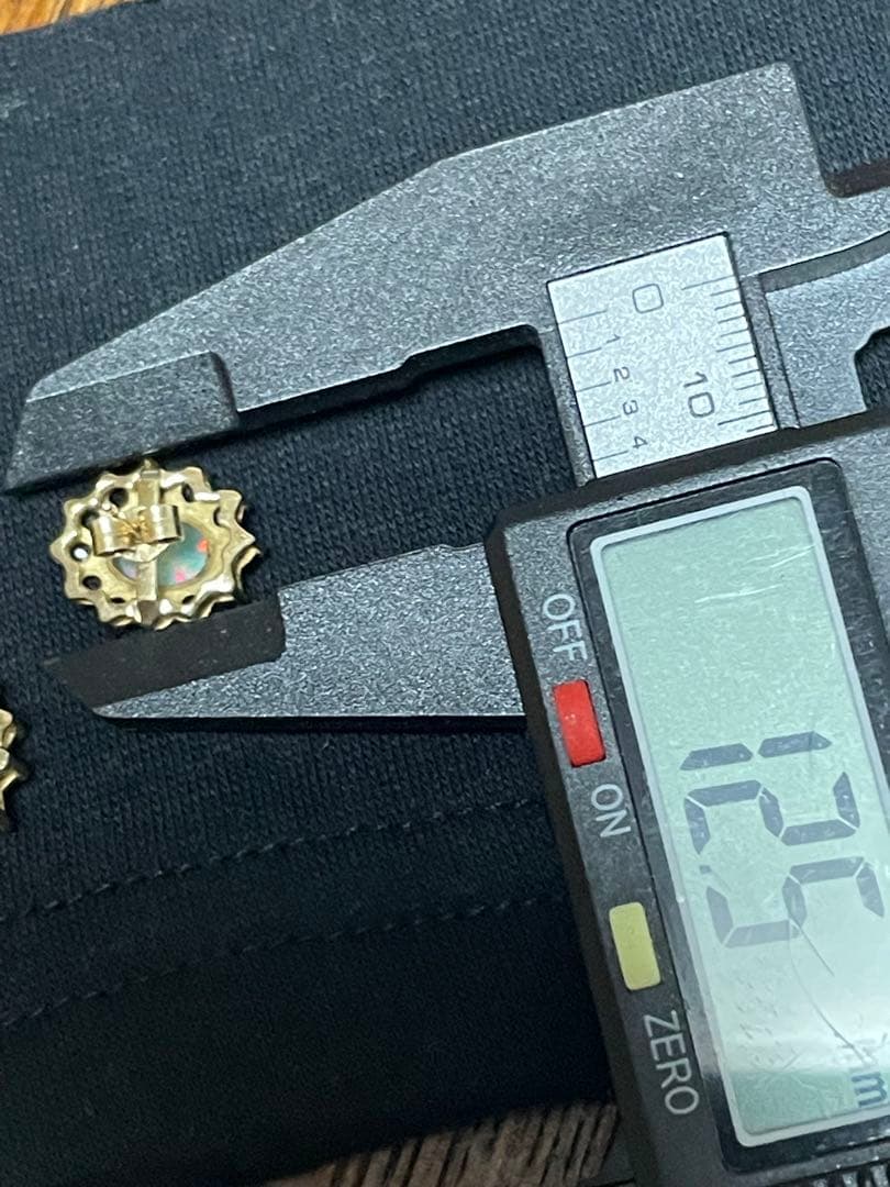 イギリス　ビンテージ　オパールピアス　サファイア　9CT 9Kゴールド　S&Co