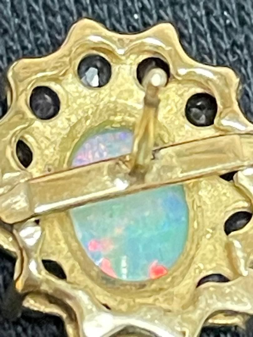 イギリス　ビンテージ　オパールピアス　サファイア　9CT 9Kゴールド　S&Co