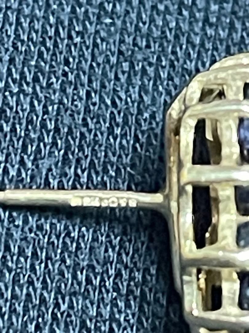 イギリス　ビンテージ　オパールピアス　サファイア　9CT 9Kゴールド　S&Co