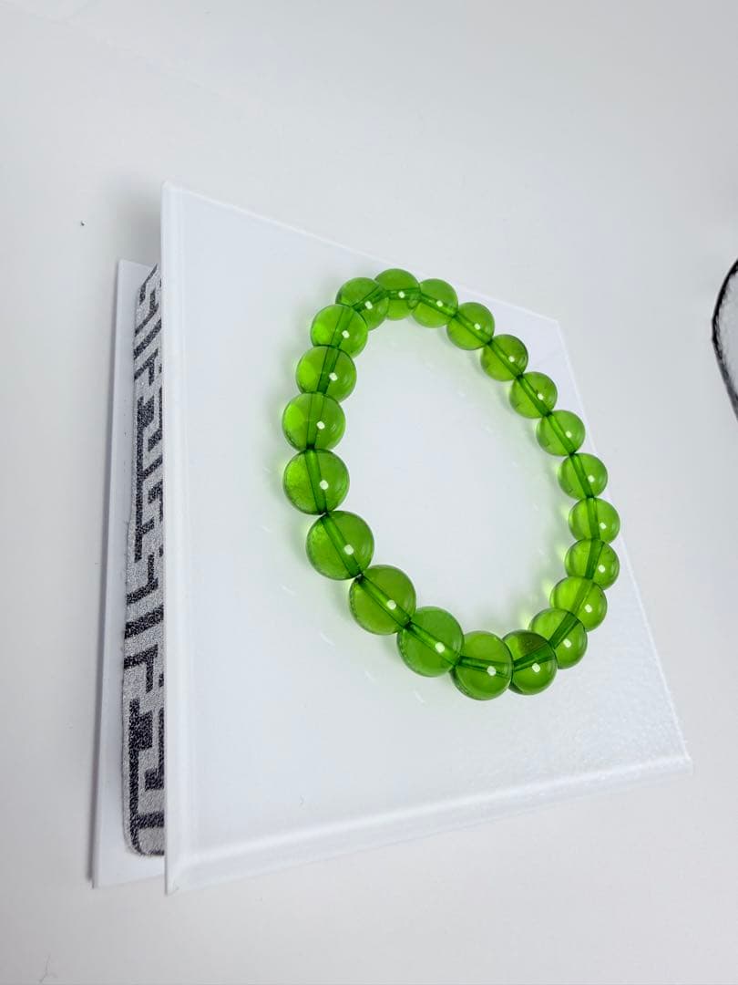 【琥珀/最強品質】希少グリーンアンバー＊約9.5mm＊　天然石ブレスレット