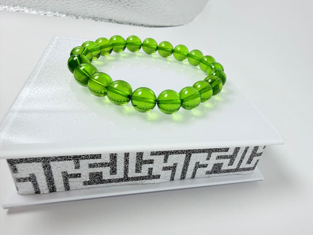 【琥珀/最強品質】希少グリーンアンバー＊約9.5mm＊　天然石ブレスレット