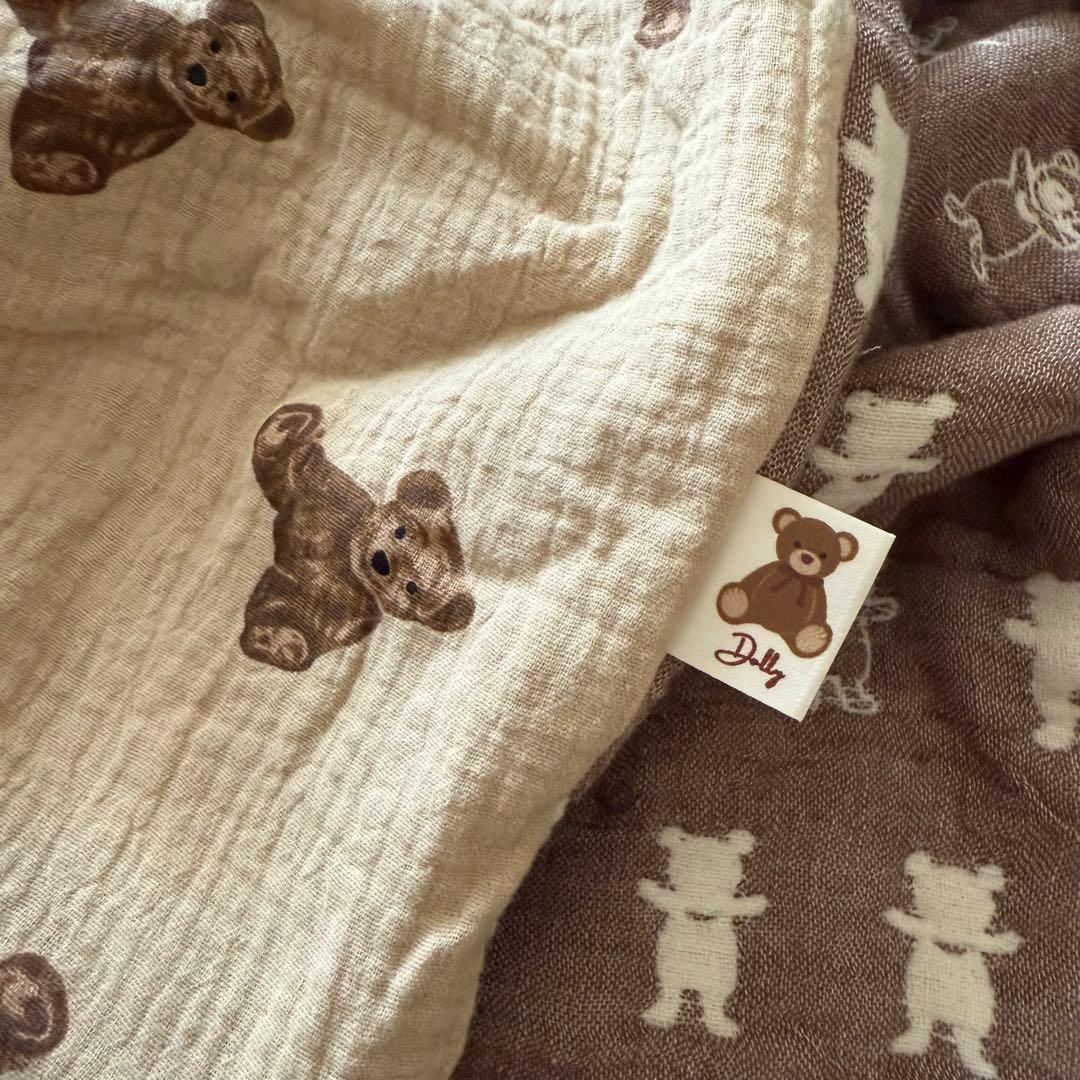 a様❤ハンドメイド 可愛いテディベア8重ガーゼケット　ブランケット　ハーフ