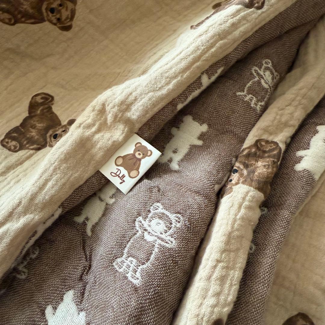 a様❤ハンドメイド 可愛いテディベア8重ガーゼケット　ブランケット　ハーフ