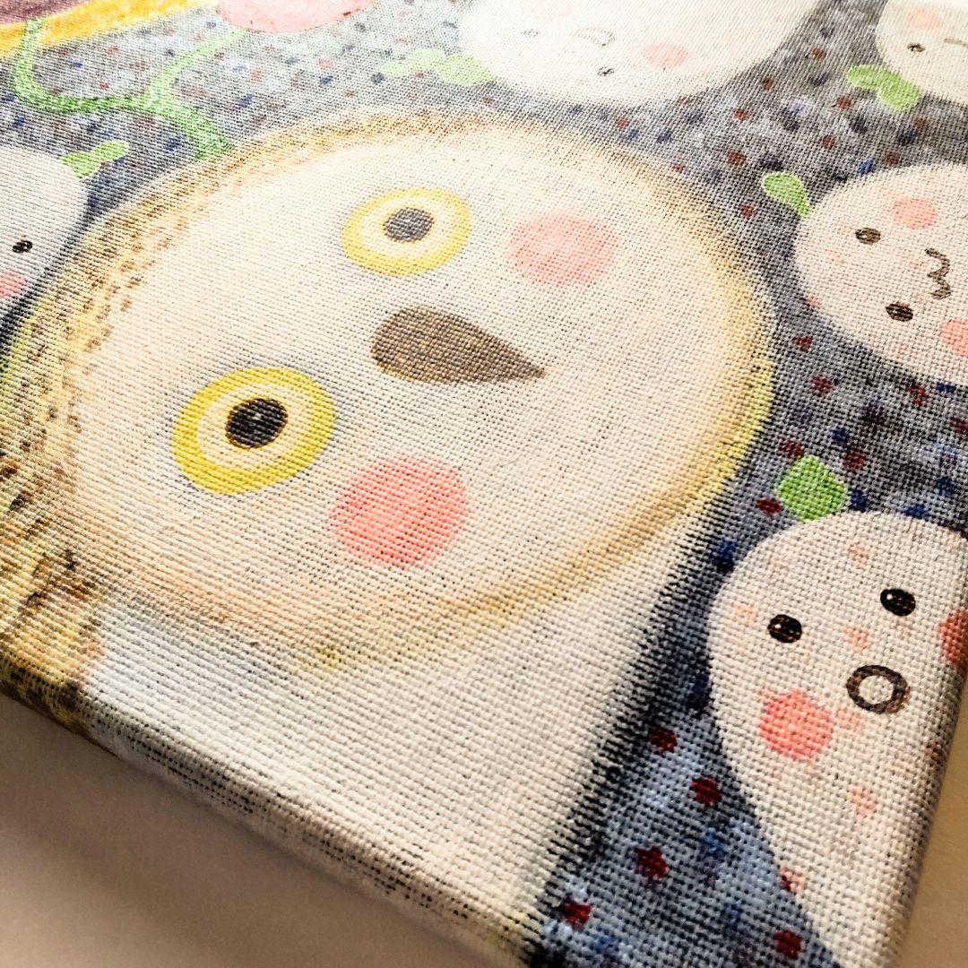 絵画 原画『花咲く夜の話』キャンバス(F4号) フクロウ 月 花 幸せ 一点もの