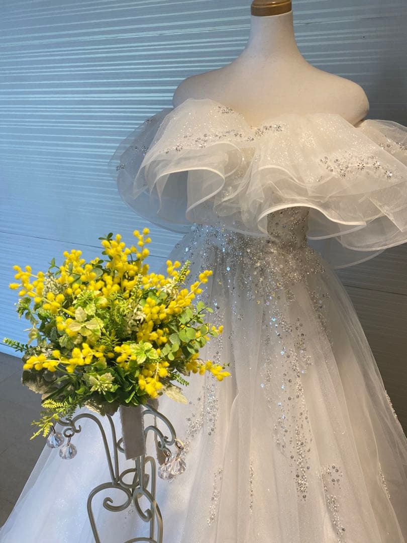 ミモザ　ウェディングブーケ　アーティフィシャルブーケ　<ブトニア付>