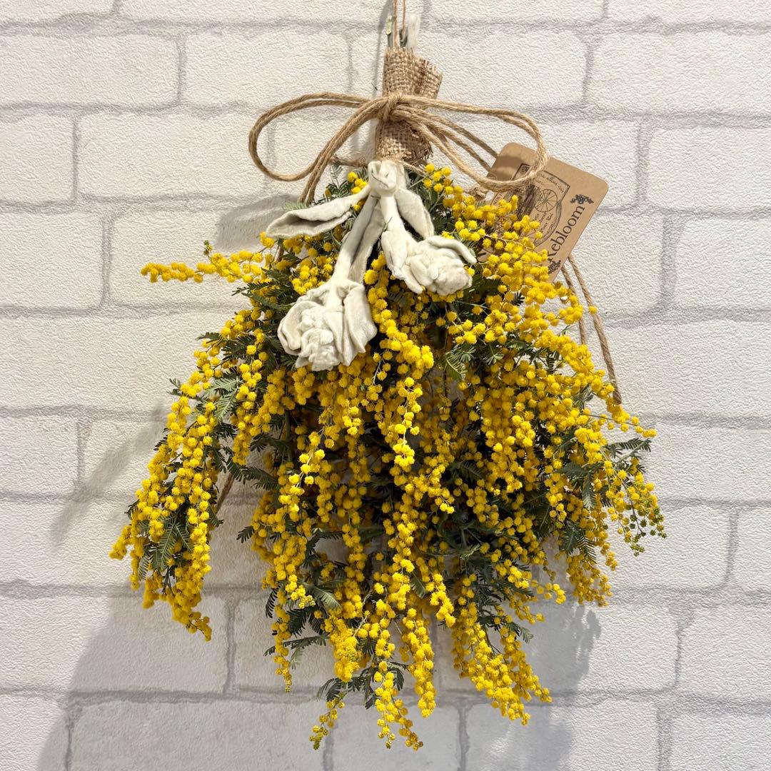 大きなミモザ スワッグ⑥❁約38cm ドライフラワー 花束 プレゼント 卒業式