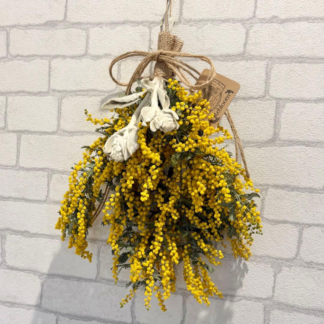 大きなミモザ スワッグ⑥❁約38cm ドライフラワー 花束 プレゼント 卒業式