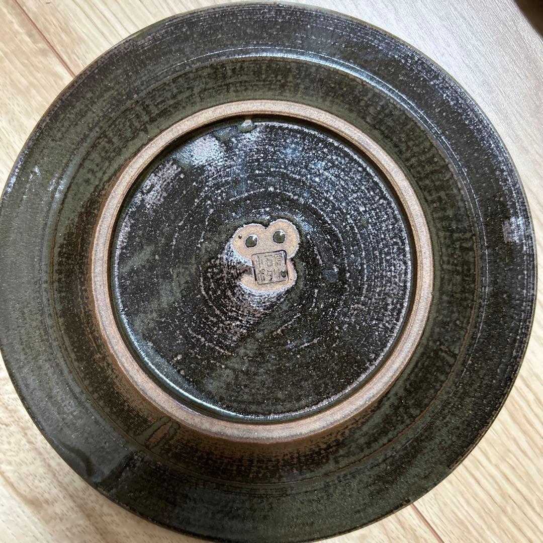 小石原ポタリー　ハンドメイド クリーム色 ストライプ皿 2枚セット