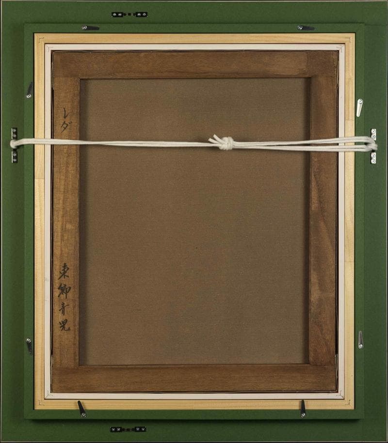 東郷青児　油彩　肉筆『レダ』表裏サイン　共シール　大丸シール　F8　額　b871